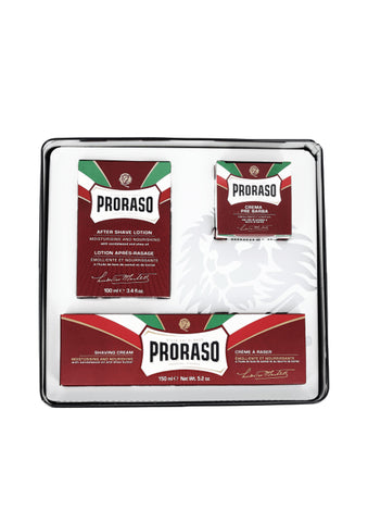 Proraso White, VINTAGE SELECTION TIN, PRIMA E DOPO Pre-shave, Shaving cream and After shave with Sandalwood